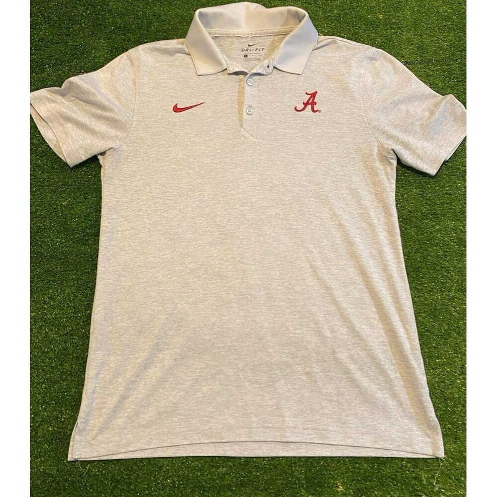 Nike Dri-FIT Alabama Crimson Tide Polo Shirt Gray Size Small S NCAA Bama Golf